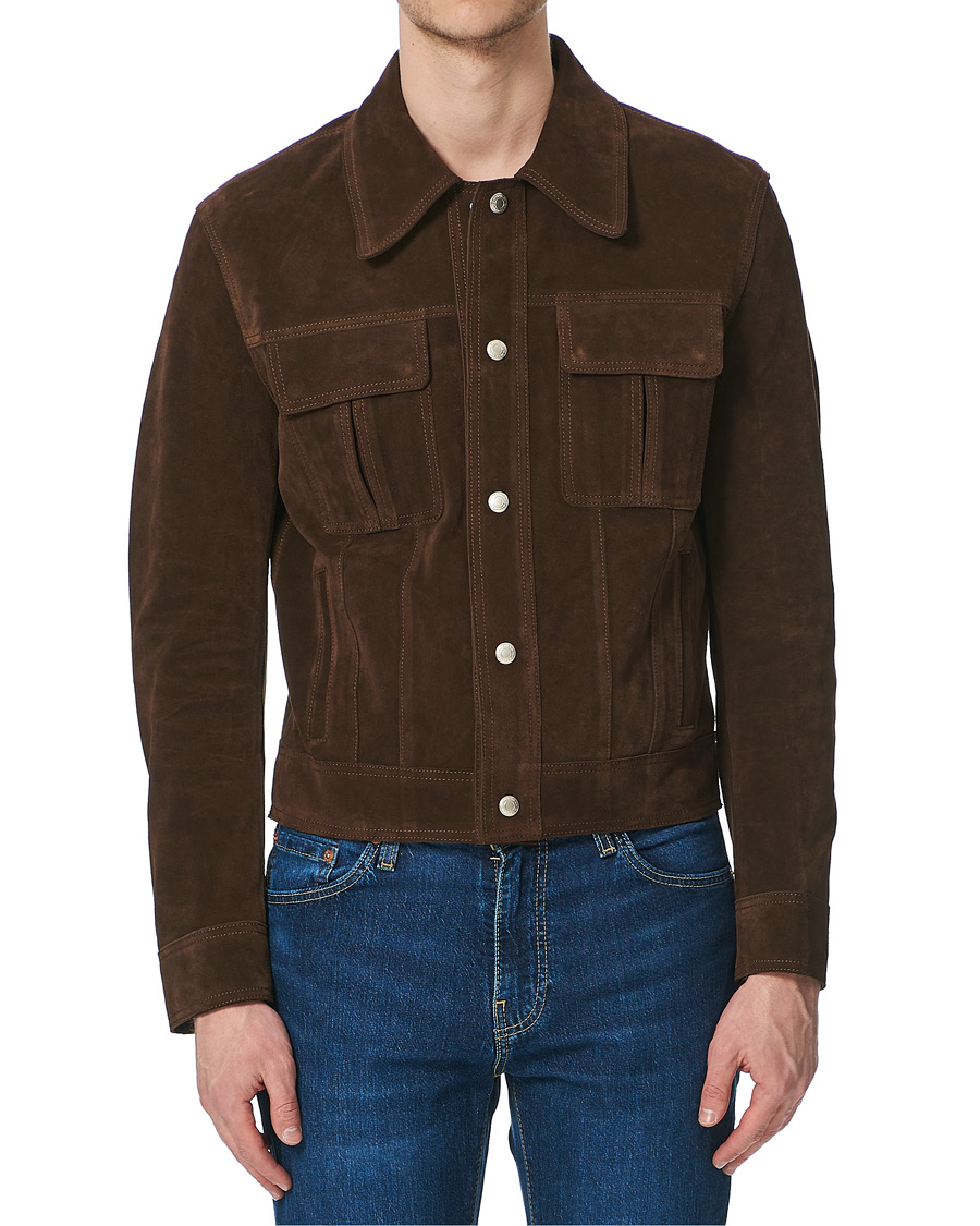 Heren | Jassen | AMI | Unlined Leather Jacket Chocolate Suede