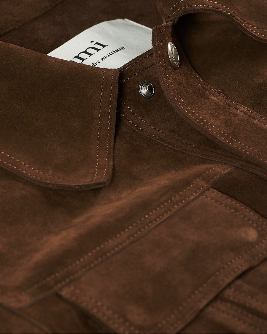 Heren | Jassen | AMI | Unlined Leather Jacket Chocolate Suede