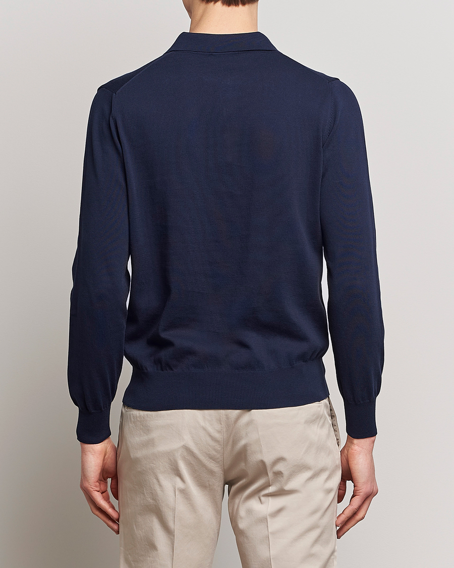 Heren | Truien | Canali | Cotton Long Sleeve Polo Navy
