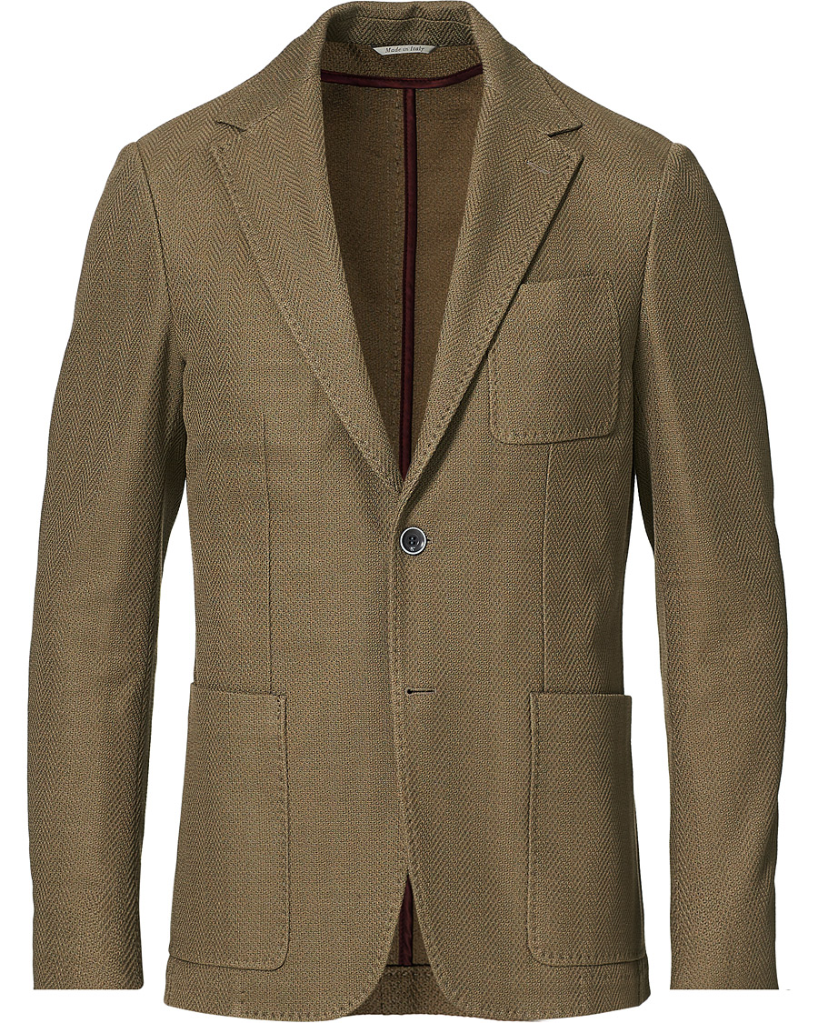 Homme | Blazers | Canali | Textured Cotton Jersey Blazer Olive