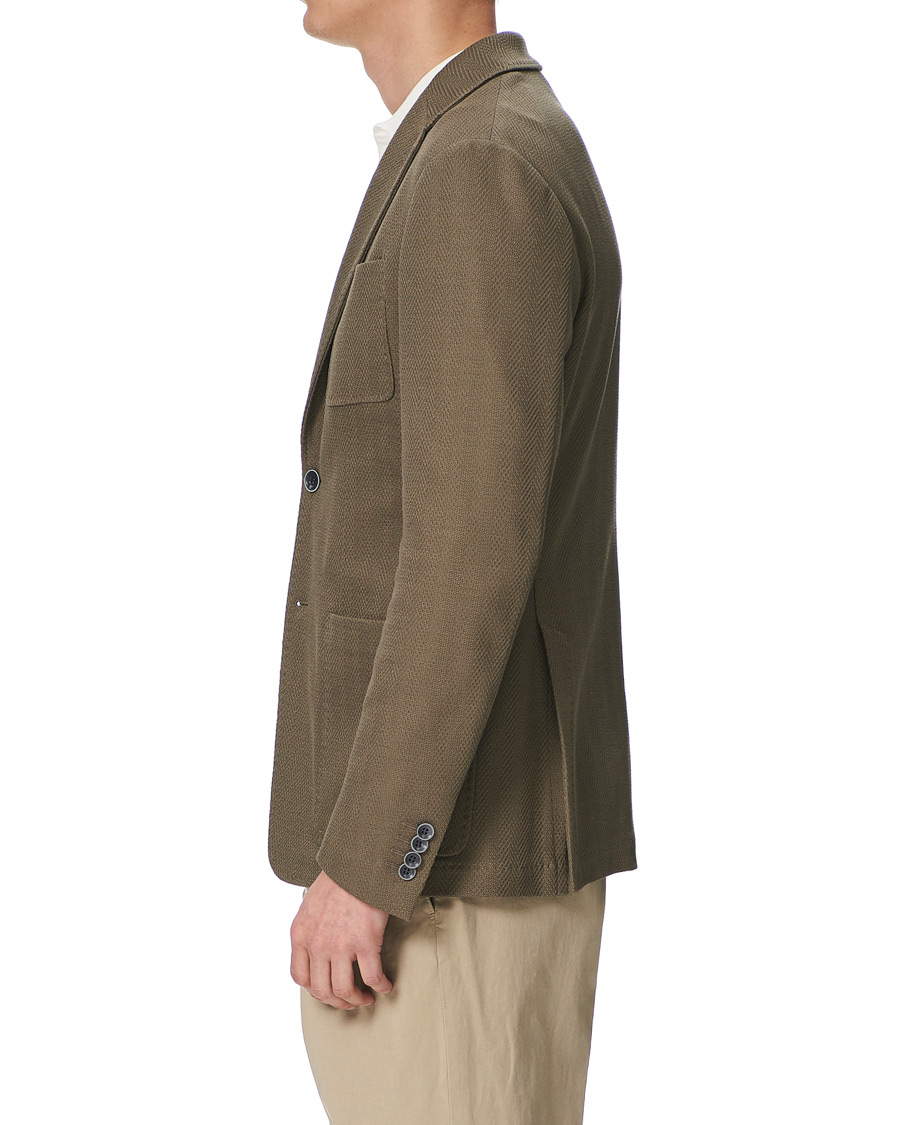 Homme | Blazers | Canali | Textured Cotton Jersey Blazer Olive