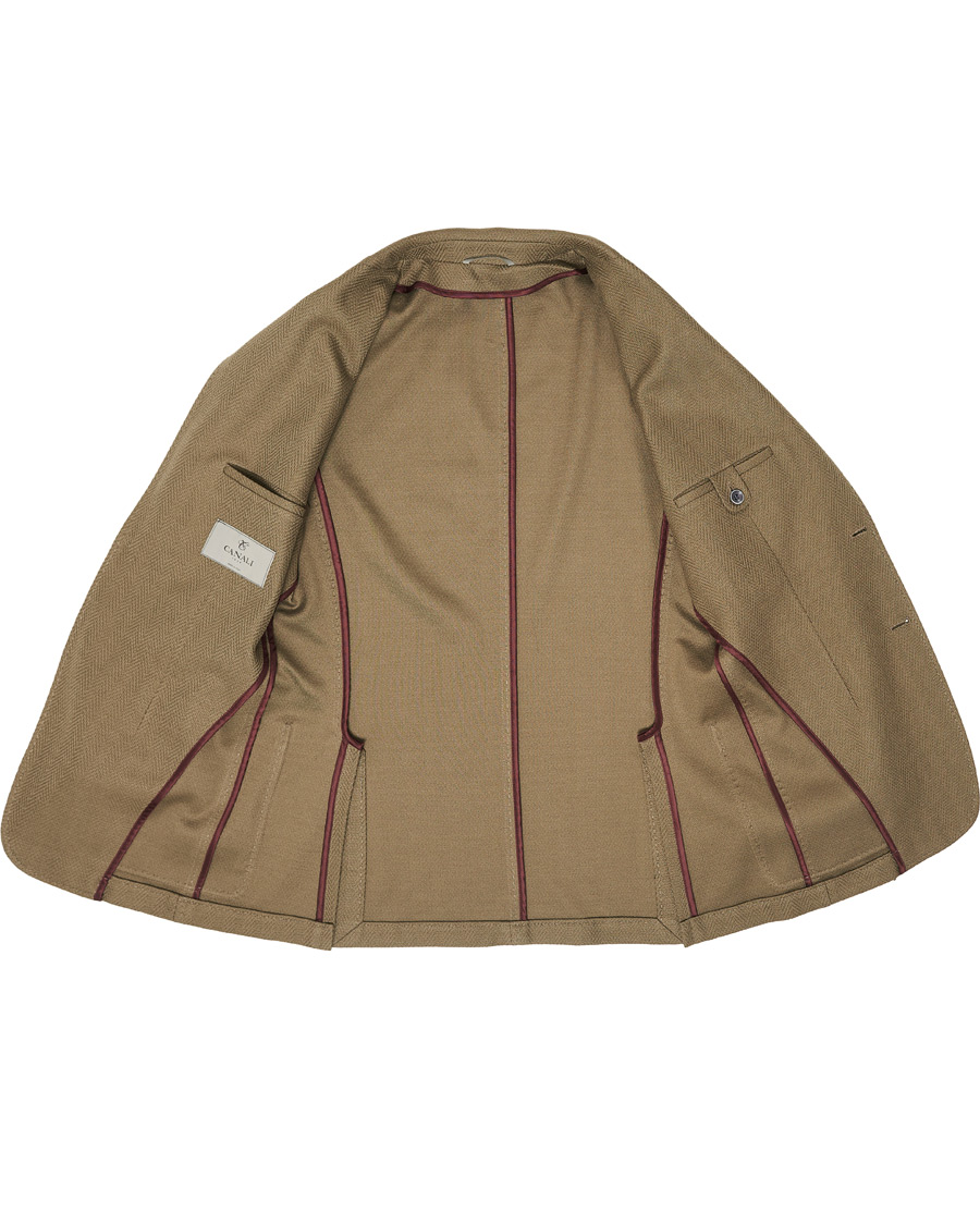 Homme | Blazers | Canali | Textured Cotton Jersey Blazer Olive