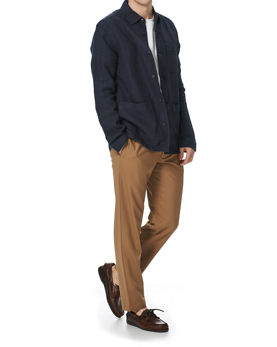 Heren | Overhemden | Lexington | Robert Linen Overshirt Dark Blue