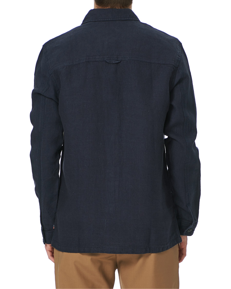 Heren | Overhemden | Lexington | Robert Linen Overshirt Dark Blue