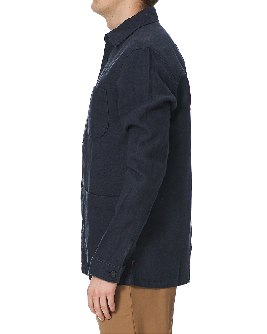 Heren | Overhemden | Lexington | Robert Linen Overshirt Dark Blue