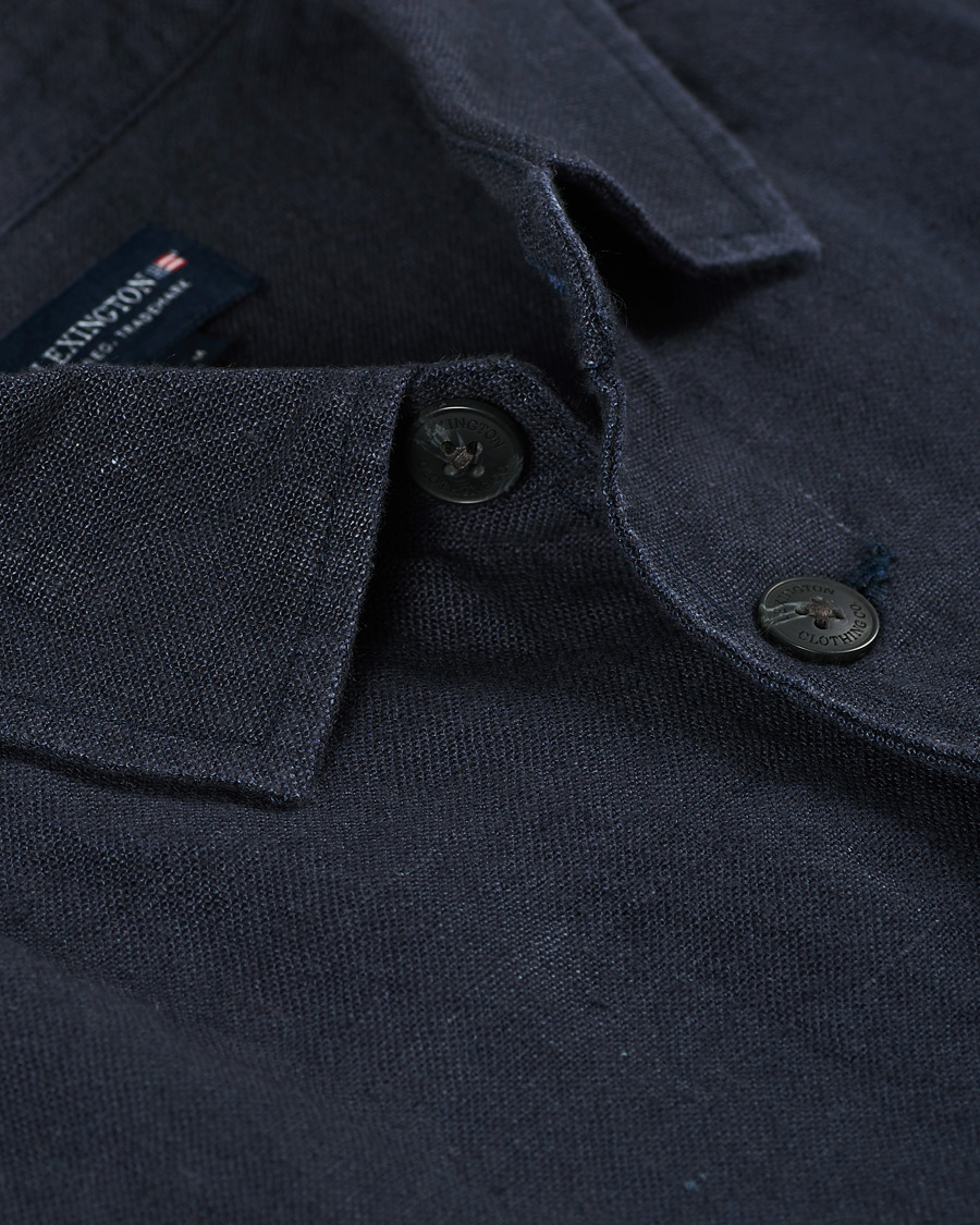 Heren | Overhemden | Lexington | Robert Linen Overshirt Dark Blue