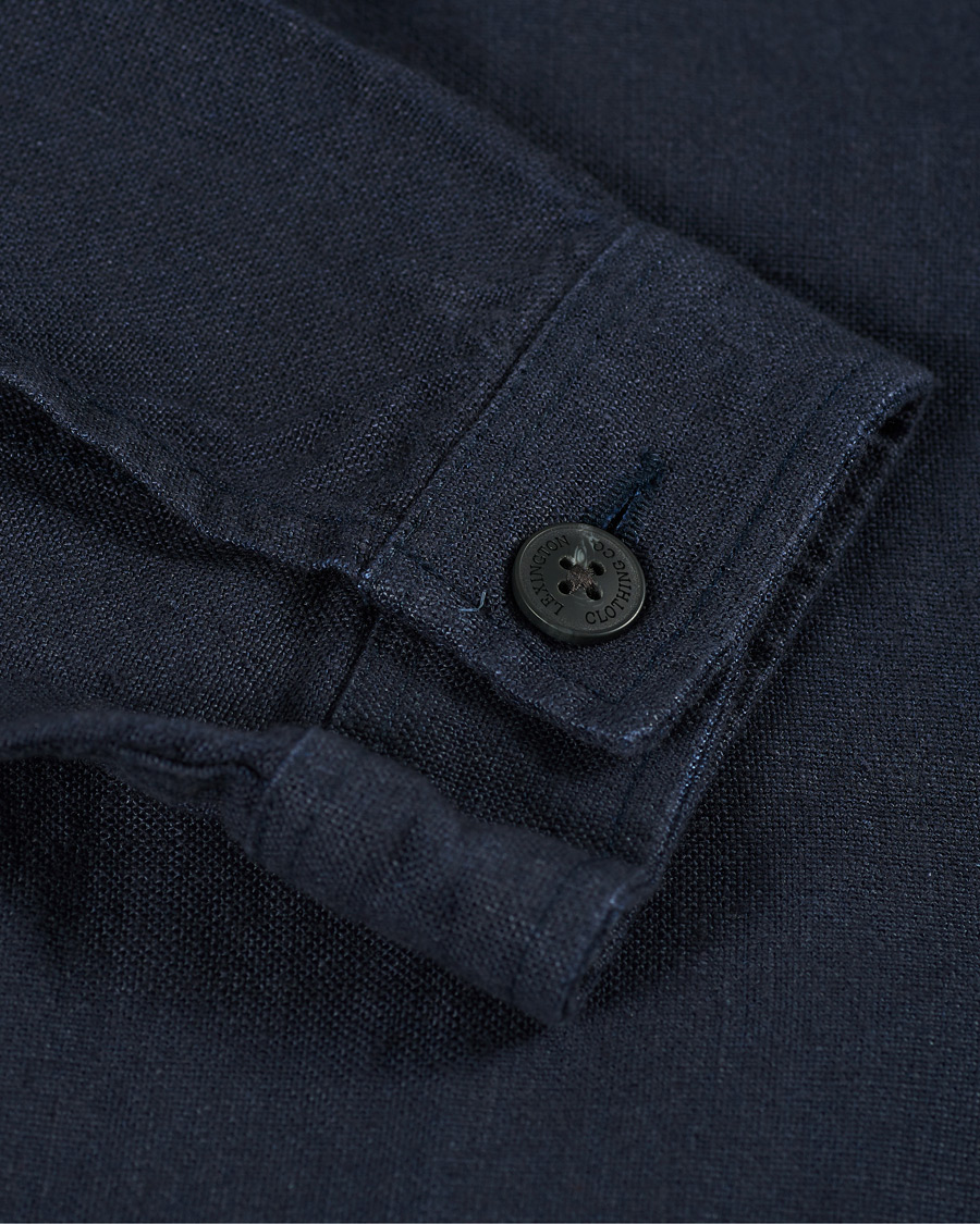 Heren | Overhemden | Lexington | Robert Linen Overshirt Dark Blue
