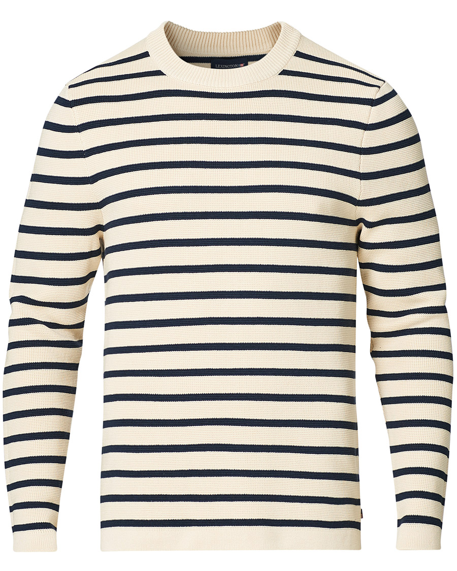 Homme | Pulls Et Tricots | Lexington | Martin Full Milano Striped Sweater White/Blue