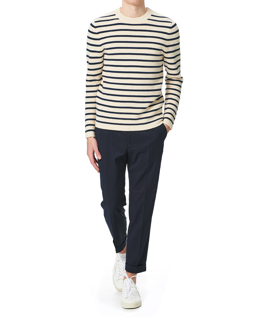 Homme | Pulls Et Tricots | Lexington | Martin Full Milano Striped Sweater White/Blue