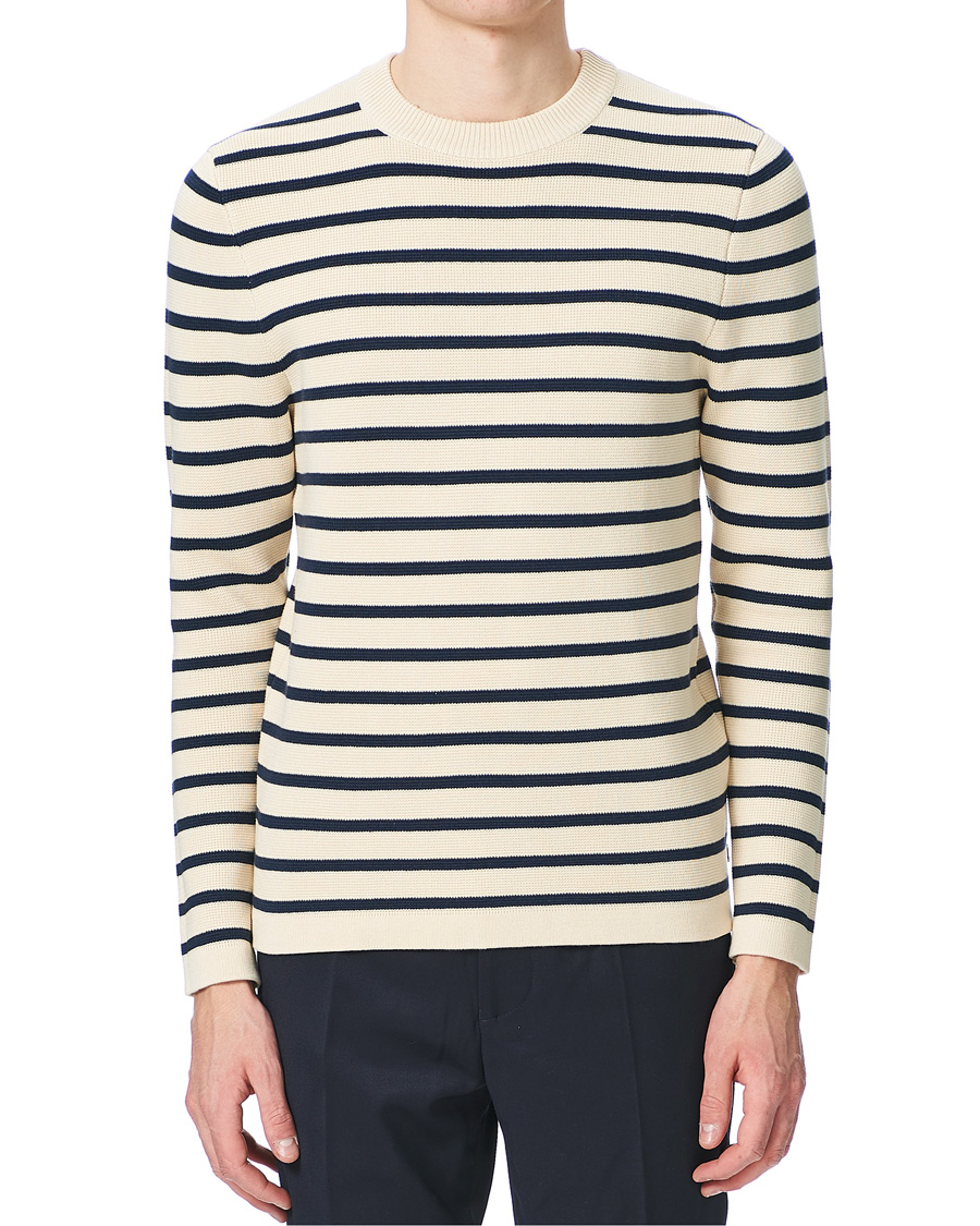 Homme | Pulls Et Tricots | Lexington | Martin Full Milano Striped Sweater White/Blue