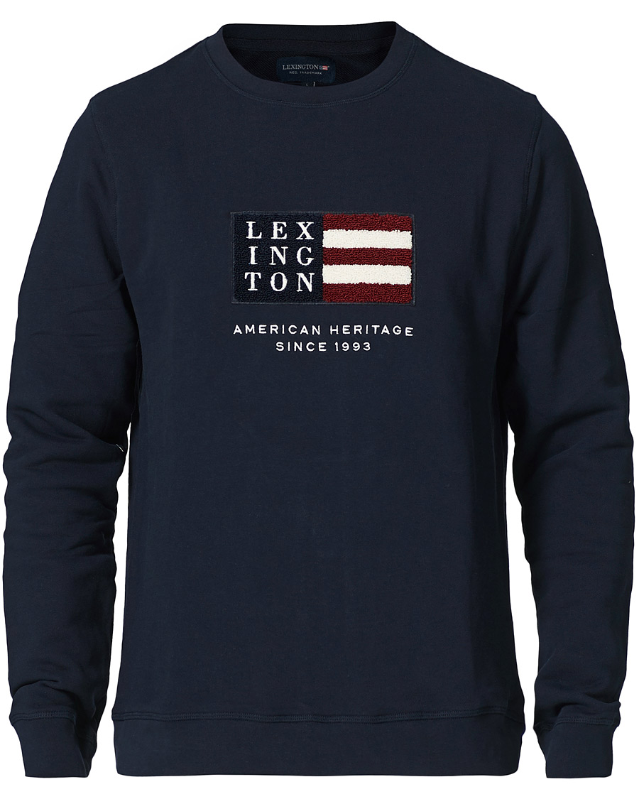 Heren | Truien | Lexington | Barry Cotton Flag Sweatshirt Dark Blue