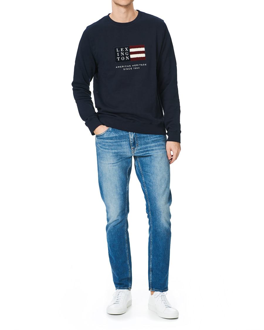 Heren | Truien | Lexington | Barry Cotton Flag Sweatshirt Dark Blue