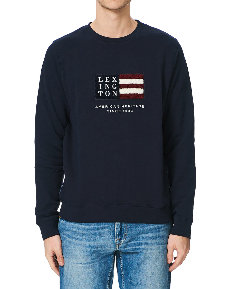Heren | Truien | Lexington | Barry Cotton Flag Sweatshirt Dark Blue