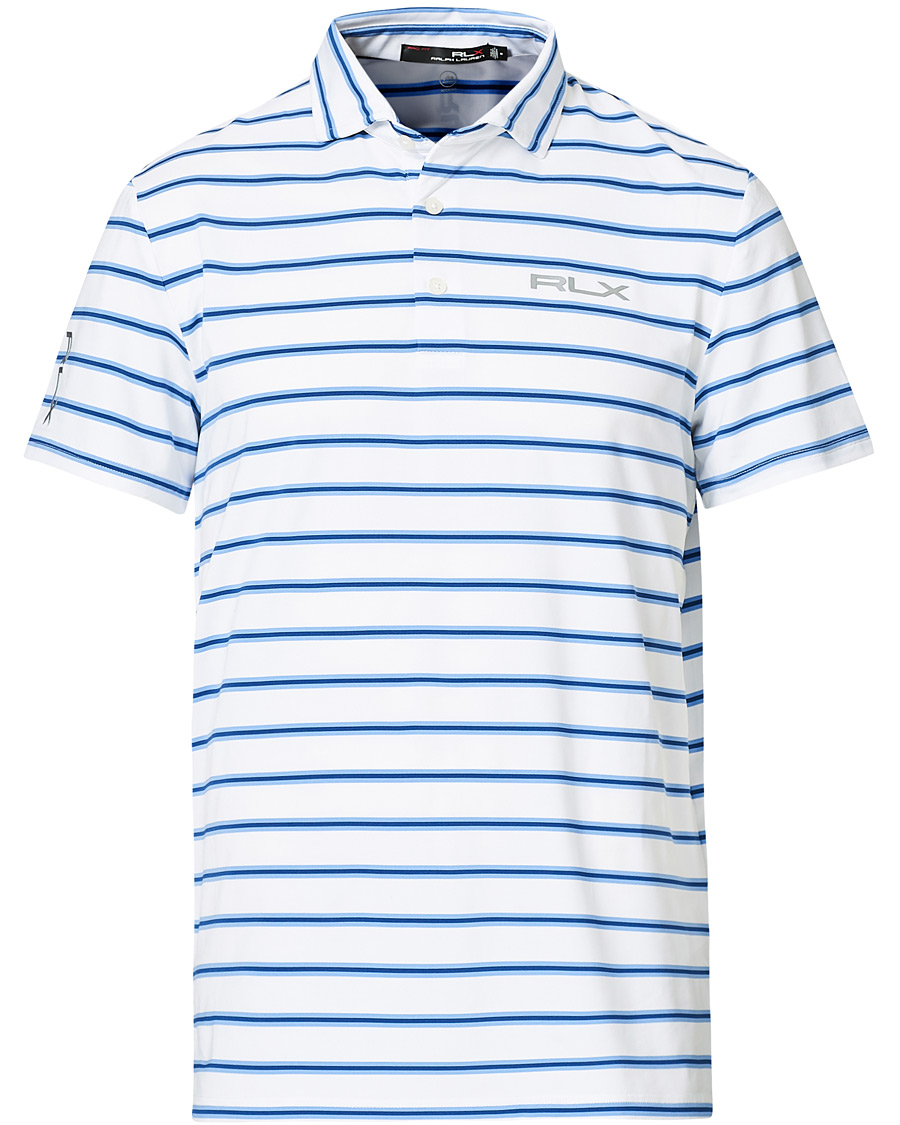 Homme | Polos | RLX Ralph Lauren | Airflow Stripe Polo Pure White/Blue