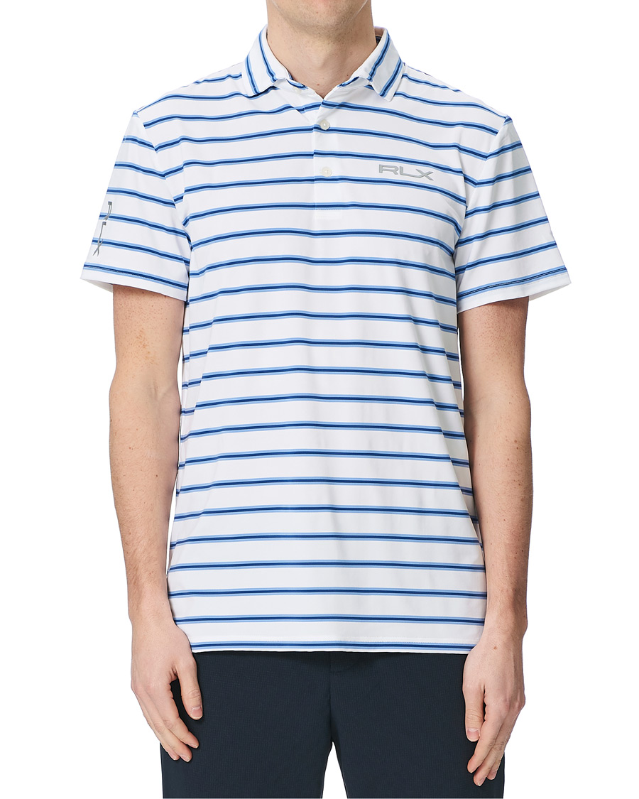 Homme | Polos | RLX Ralph Lauren | Airflow Stripe Polo Pure White/Blue