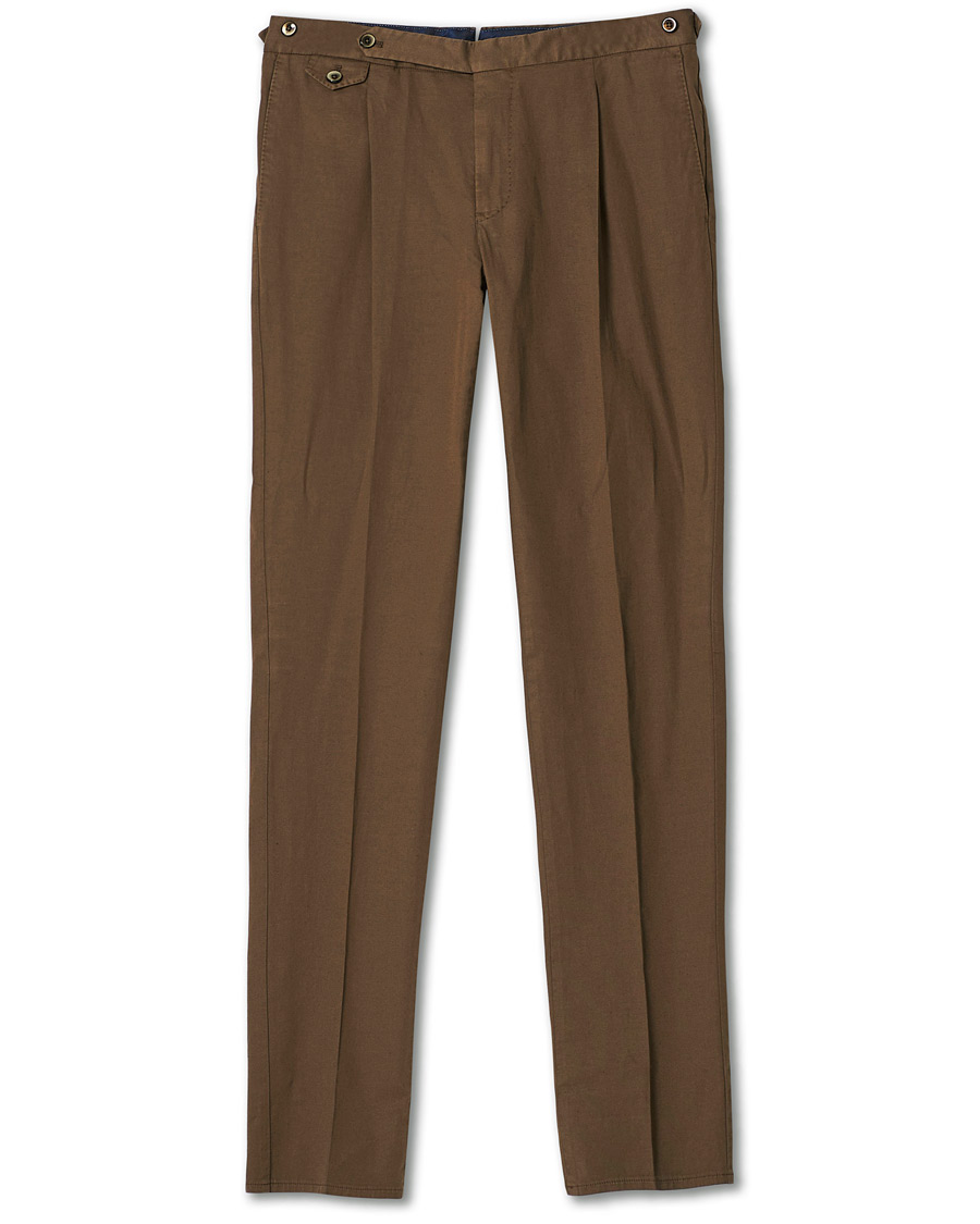 Homme | Pantalons | PT01 | Gent Fit Linen Blend Trousers Brown