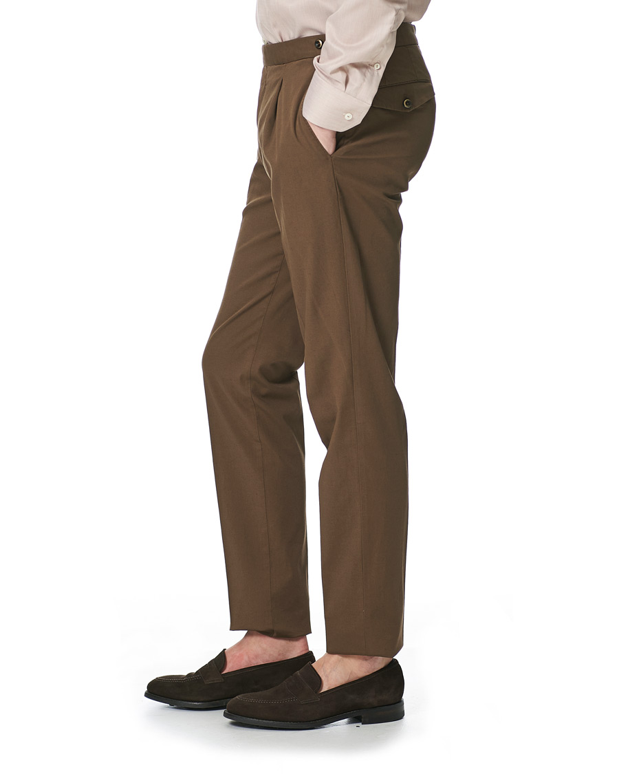 Homme | Pantalons | PT01 | Gent Fit Linen Blend Trousers Brown