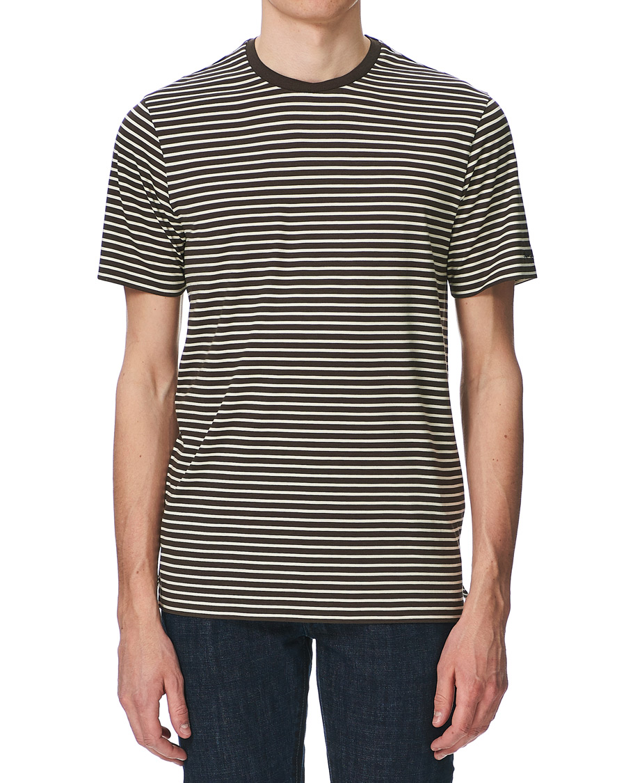 Homme | T-shirts | Ralph Lauren Purple Label | Striped Silk Blend Tee Brown/Cream