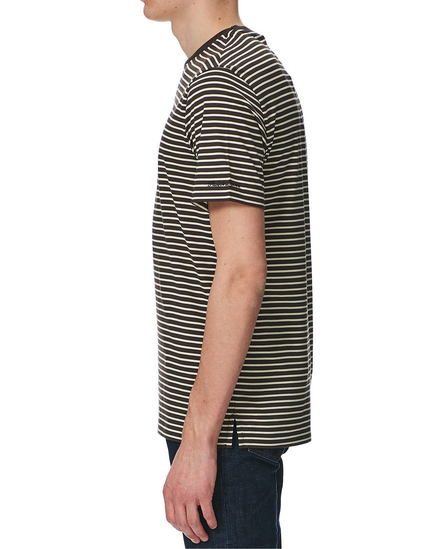 Homme | T-shirts | Ralph Lauren Purple Label | Striped Silk Blend Tee Brown/Cream
