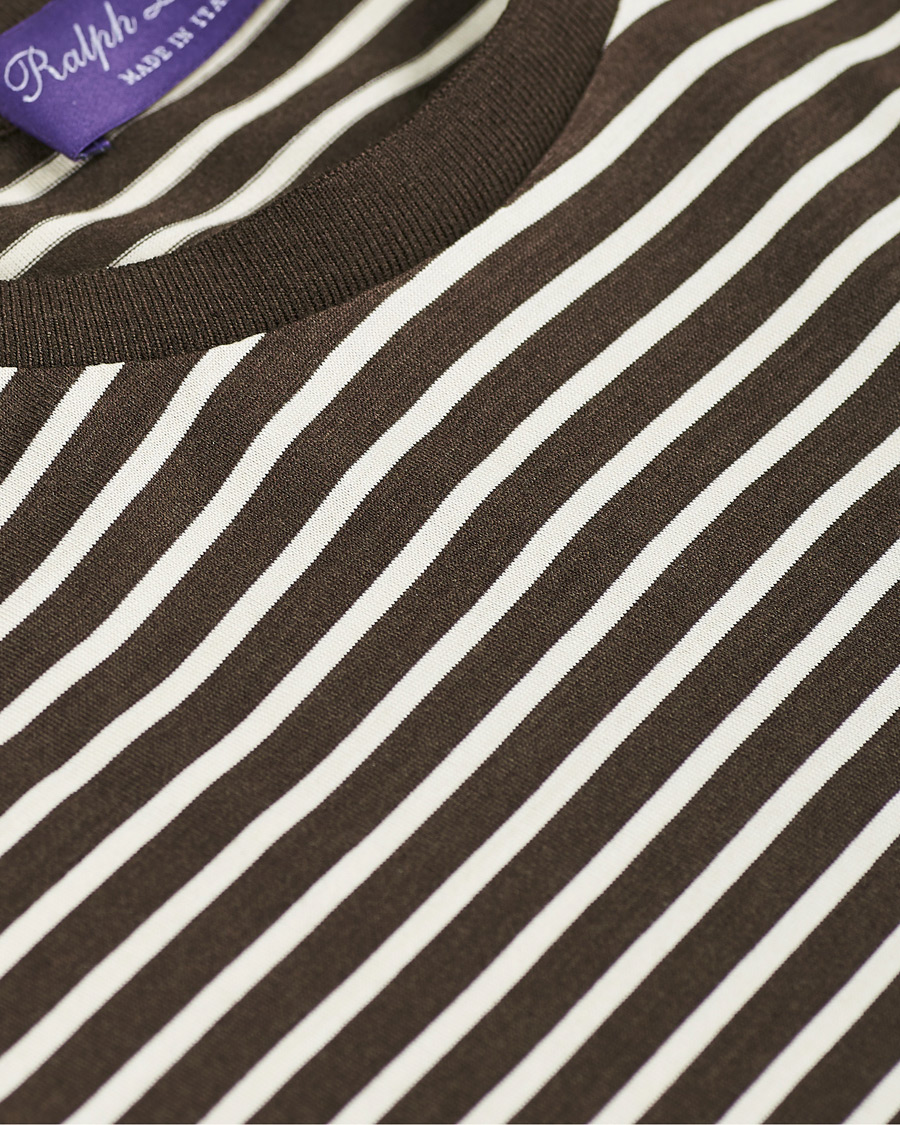 Homme | T-shirts | Ralph Lauren Purple Label | Striped Silk Blend Tee Brown/Cream