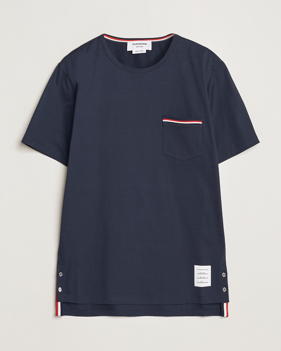 Homme | T-shirts | Thom Browne | Short Sleeve Pocket T-Shirt Navy