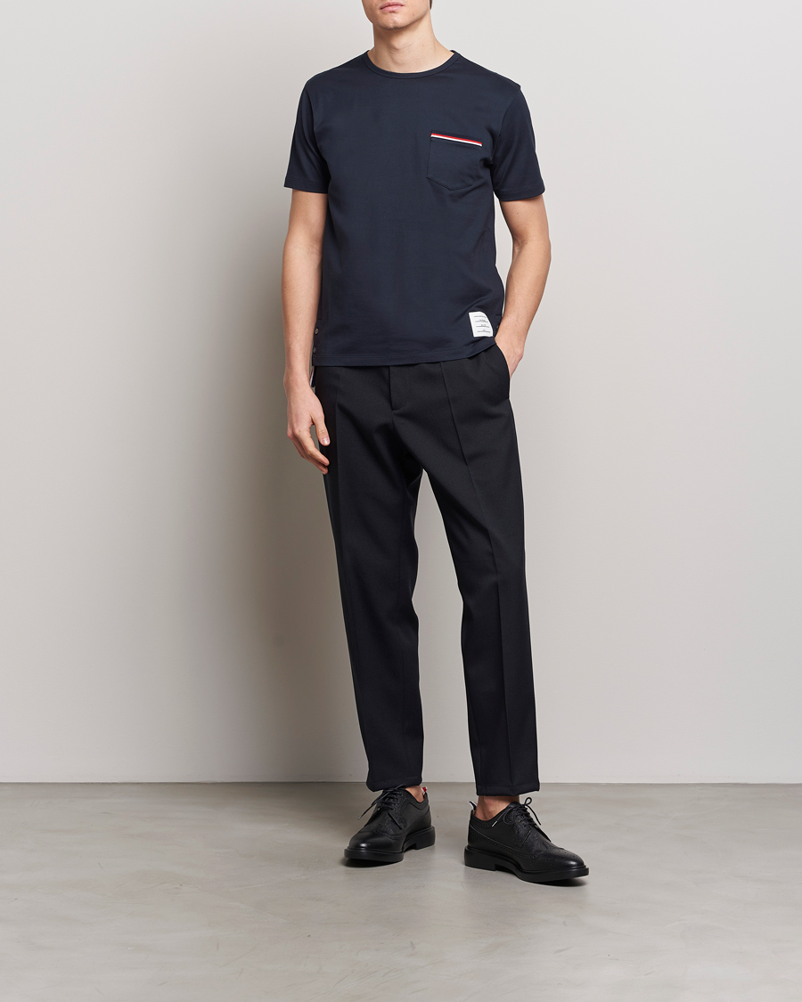 Homme | T-shirts | Thom Browne | Short Sleeve Pocket T-Shirt Navy