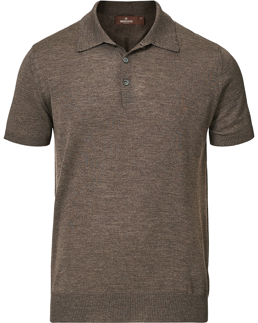 Homme | Polos | Morris Heritage | Short Sleeve Knitted Polo Shirt Brown