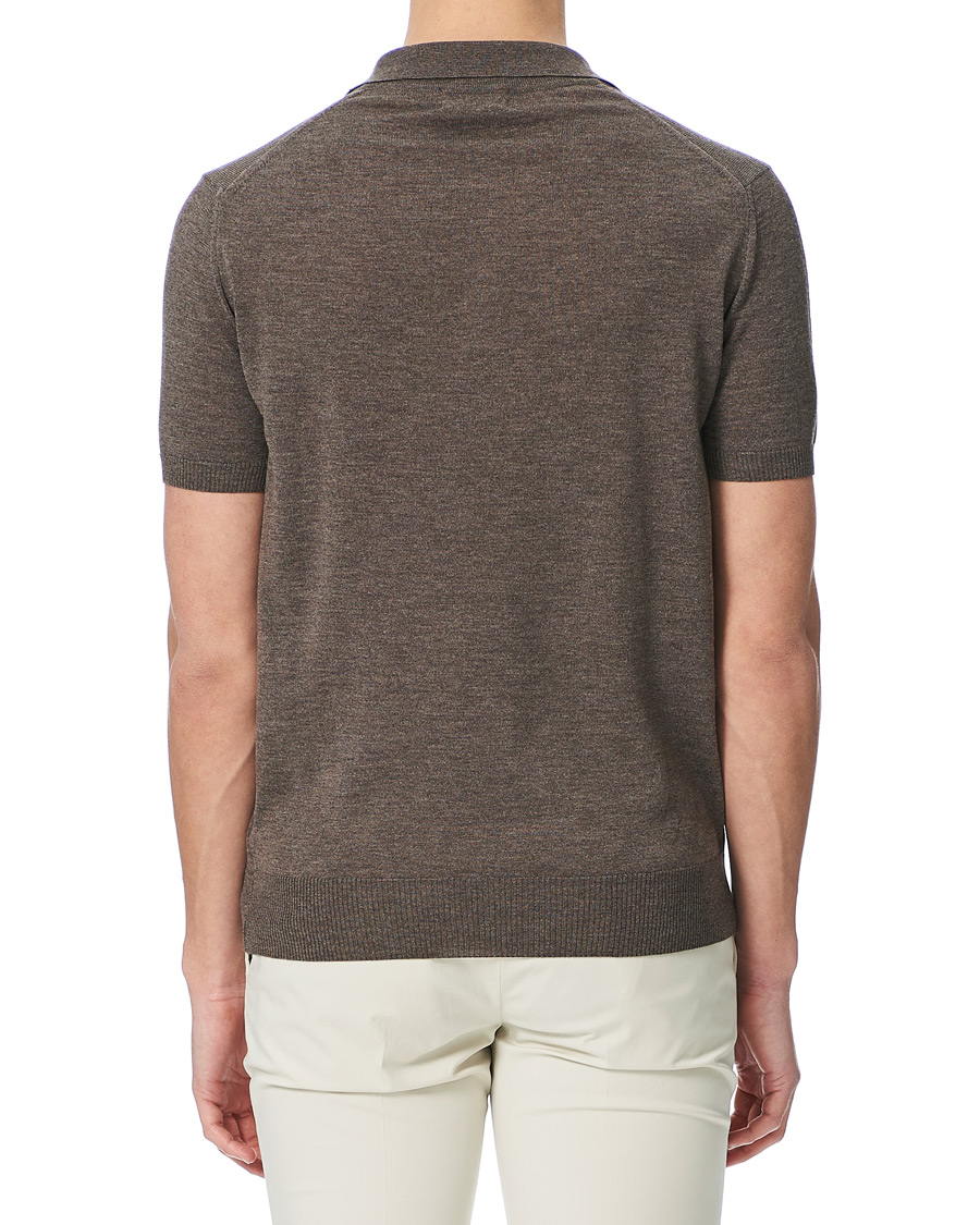Homme | Polos | Morris Heritage | Short Sleeve Knitted Polo Shirt Brown