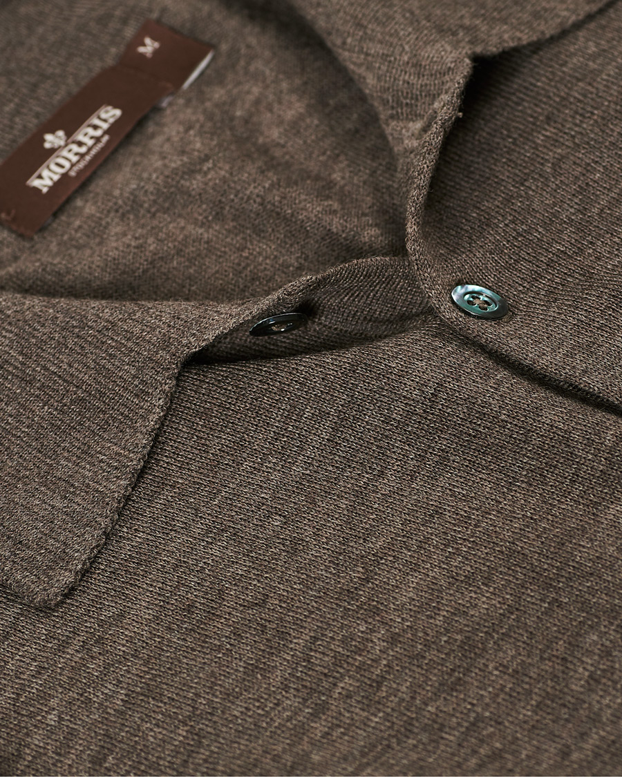 Homme | Polos | Morris Heritage | Short Sleeve Knitted Polo Shirt Brown