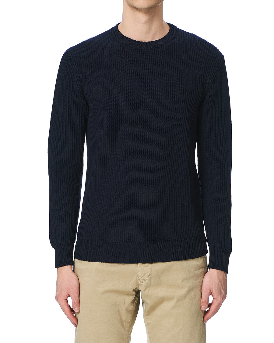 Homme | Pulls Et Tricots | Altea | Rib Stitch Crew Neck Navy