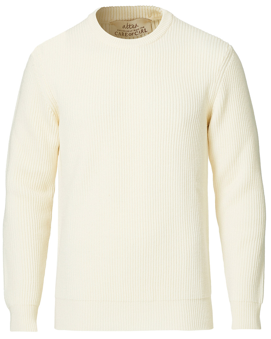 Homme | Pulls Et Tricots | Altea | Rib Stitch Crew Neck Off White