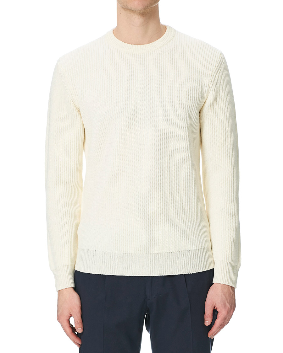 Homme | Pulls Et Tricots | Altea | Rib Stitch Crew Neck Off White