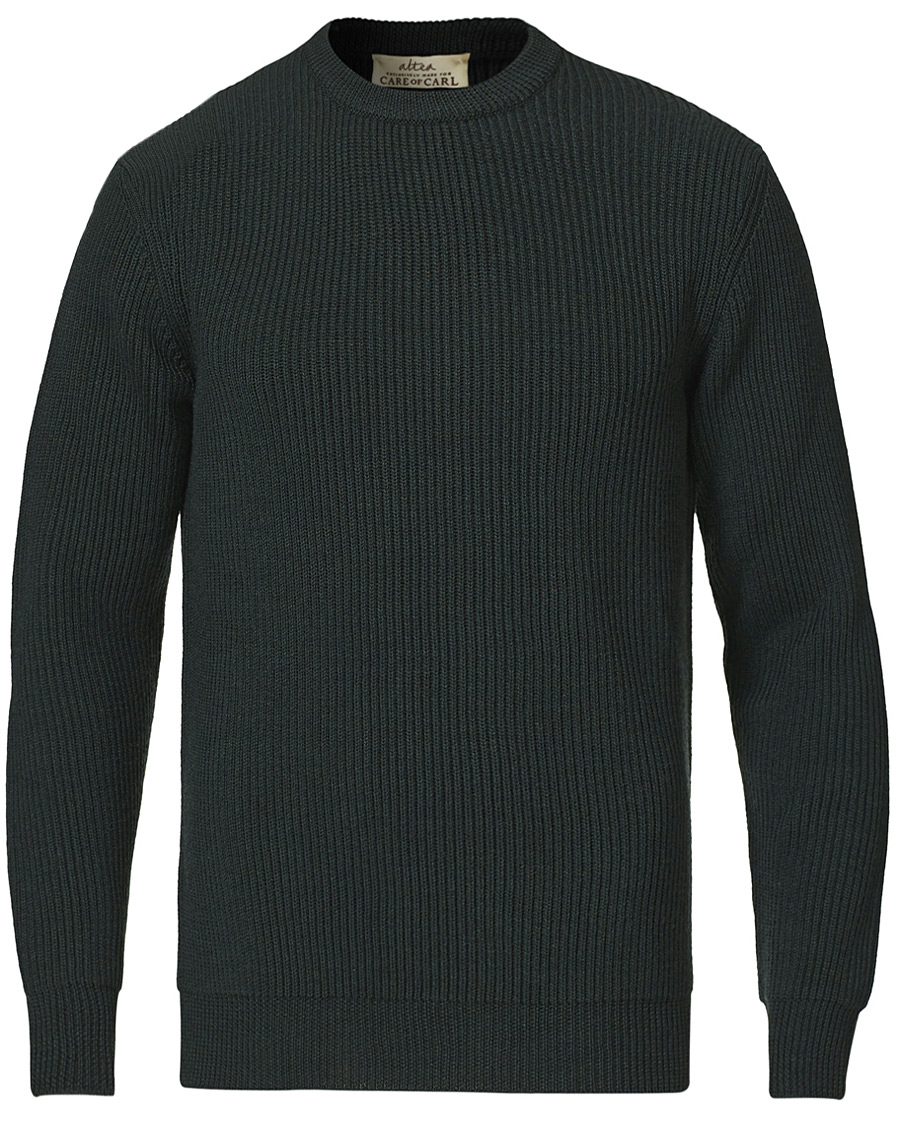 Homme | Pulls Et Tricots | Altea | Rib Stitch Crew Neck Dark Green