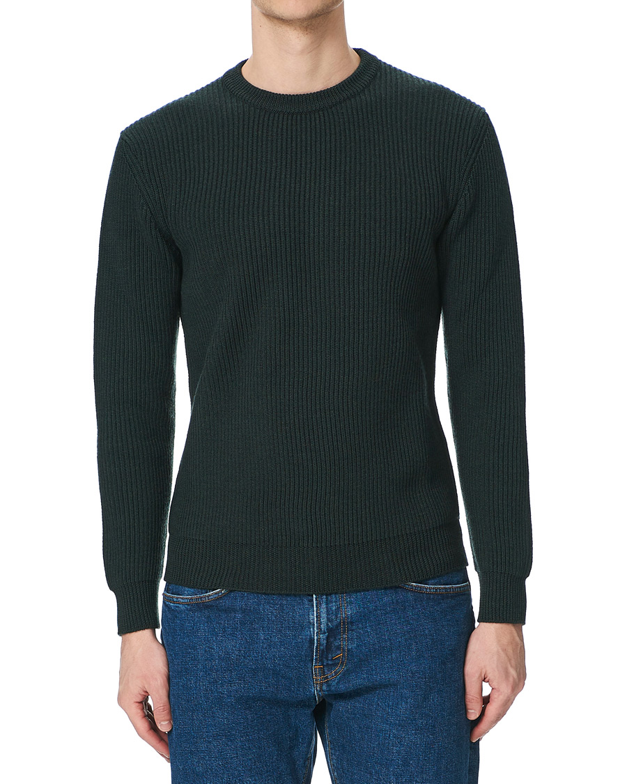 Homme | Pulls Et Tricots | Altea | Rib Stitch Crew Neck Dark Green