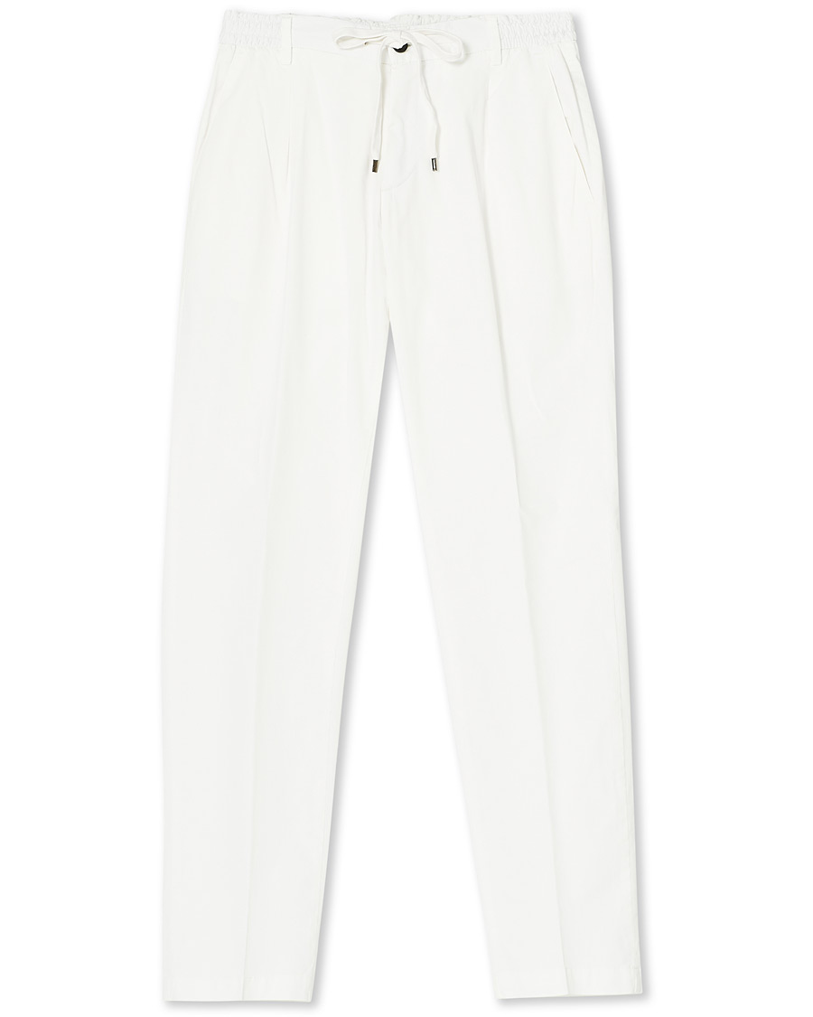 Homme | Pantalons | Briglia 1949 | Drawstring Easy Fit Cotton/Tencel Trousers Off White