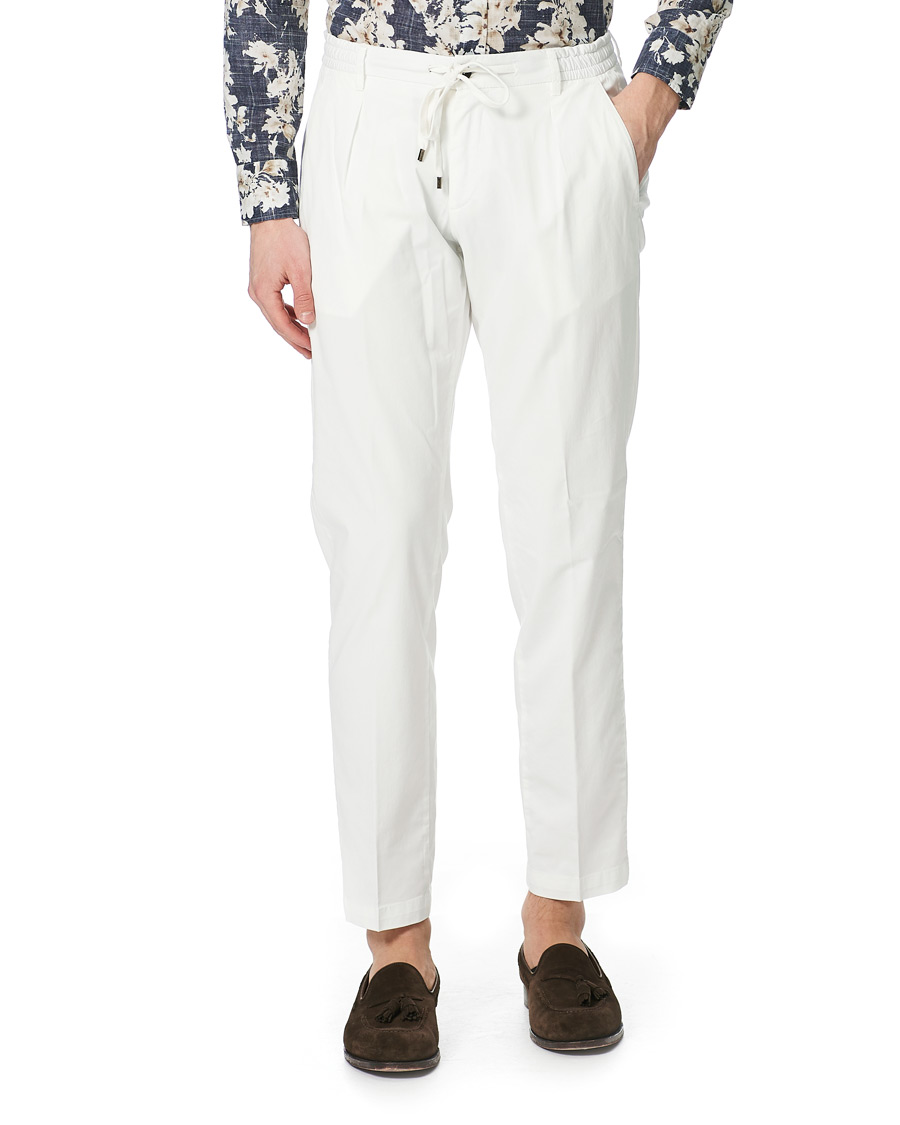 Homme | Pantalons | Briglia 1949 | Drawstring Easy Fit Cotton/Tencel Trousers Off White