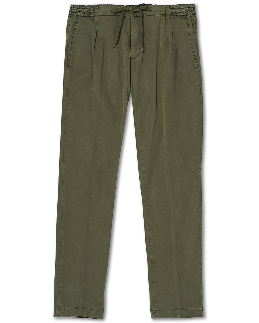Homme | Pantalons | Briglia 1949 | Drawstring Easy Fit Cotton/Tencel Trousers Olive