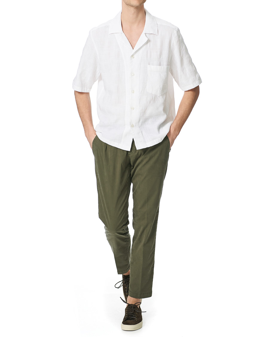 Homme | Pantalons | Briglia 1949 | Drawstring Easy Fit Cotton/Tencel Trousers Olive