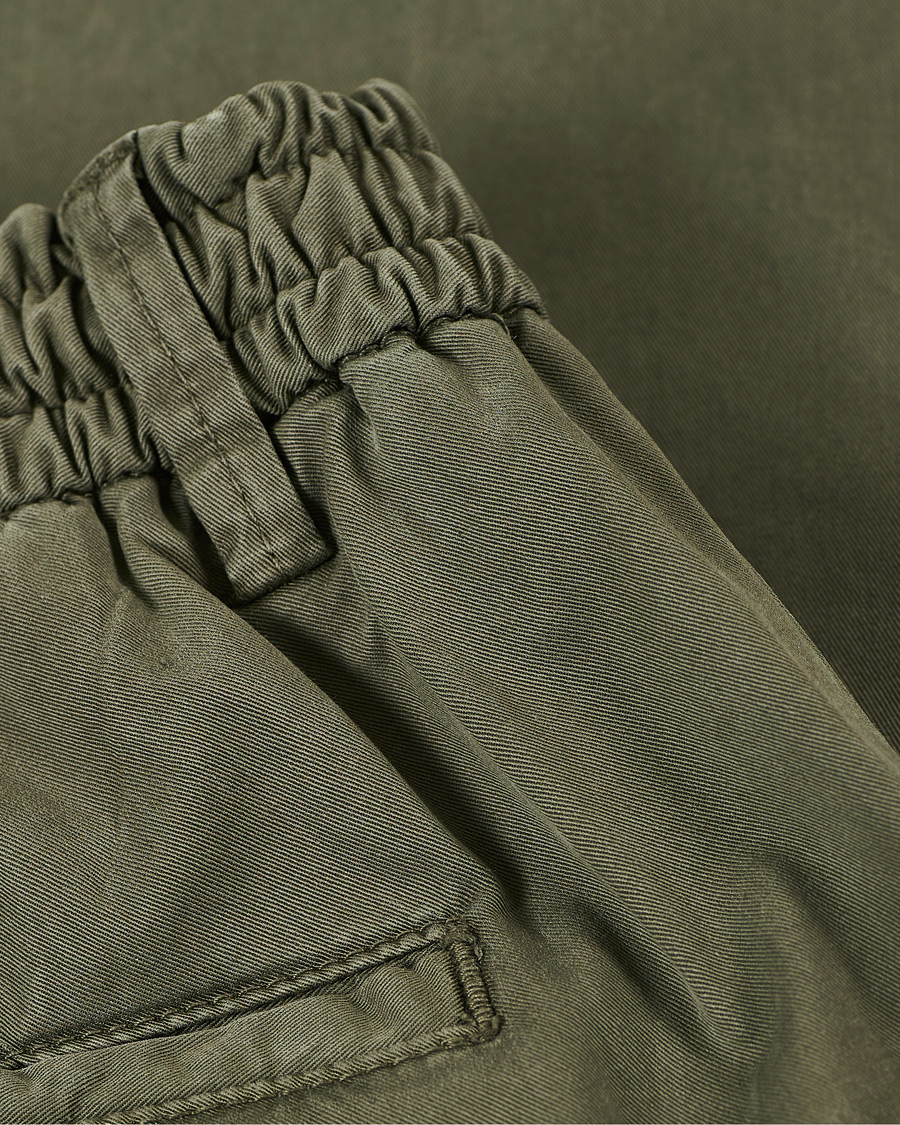 Homme | Pantalons | Briglia 1949 | Drawstring Easy Fit Cotton/Tencel Trousers Olive