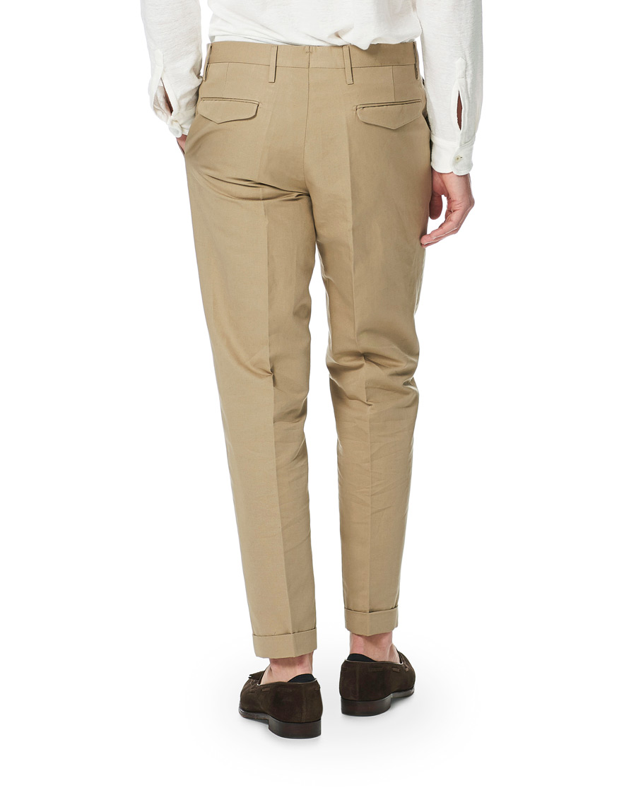 Homme | Pantalons | Briglia 1949 | Easy Fit Pleated Linen/Cotton Trousers Beige