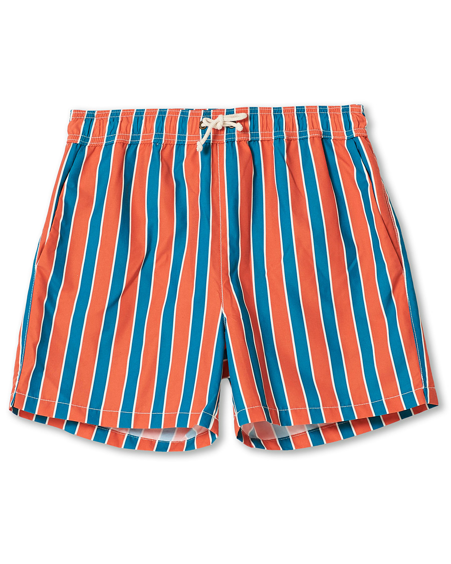 Homme | Maillots De Bain | Ripa Ripa | Monterosso Striped Swimshorts Green/Orange