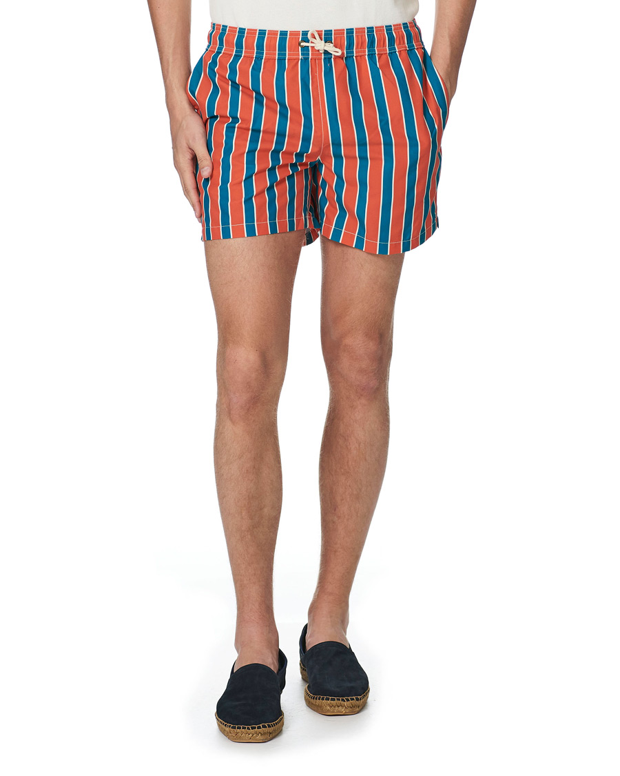 Homme | Maillots De Bain | Ripa Ripa | Monterosso Striped Swimshorts Green/Orange