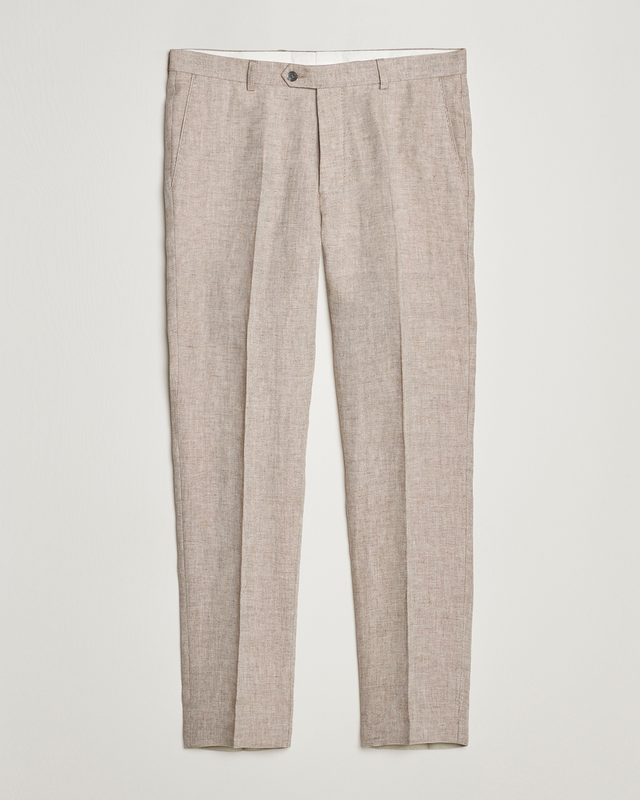 Homme | Pantalons | Oscar Jacobson | Denz Linen Trousers Beige