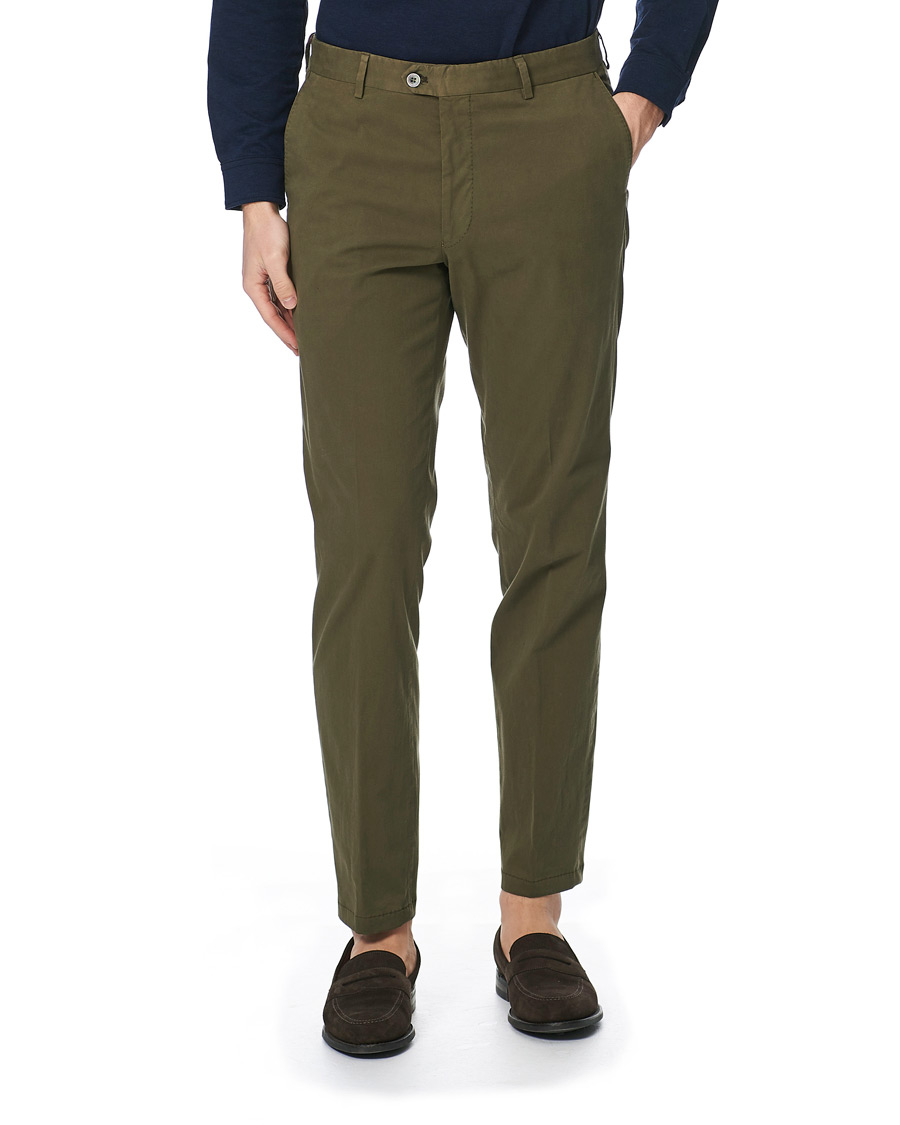 Homme | Pantalons | Oscar Jacobson | Denz Cotton Trousers Olive