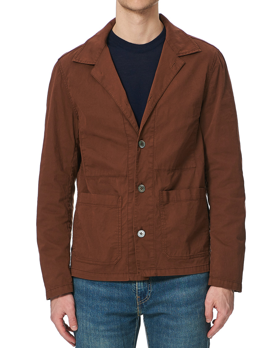 Homme | Chemises | Oscar Jacobson | Hampus Cotton Shirt Jacket Brown