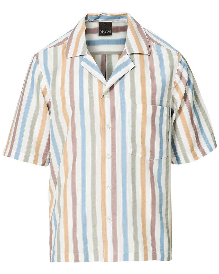 Homme | Chemises | Oscar Jacobson | Hilmer Short Sleeve Striped Resort Shirt Multi
