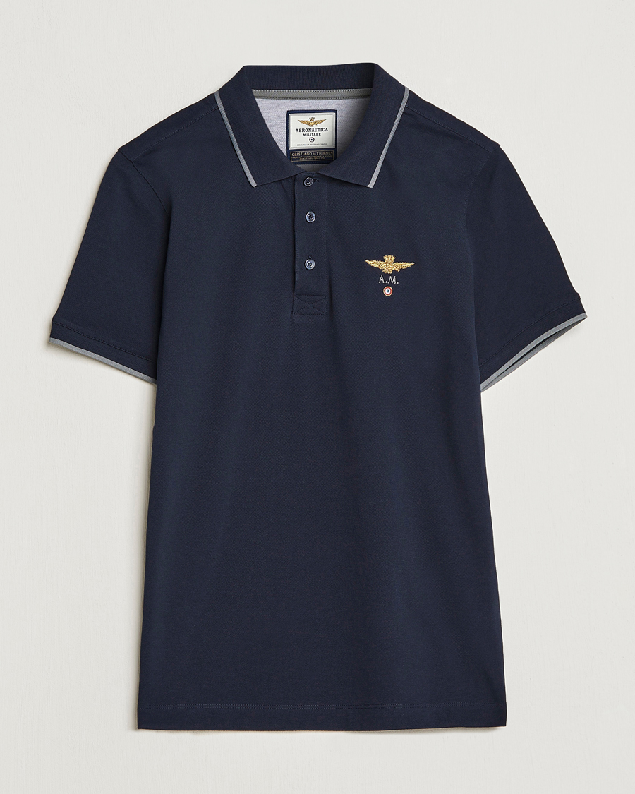 Homme | Polos | Aeronautica Militare | Garment Dyed Cotton Polo Navy