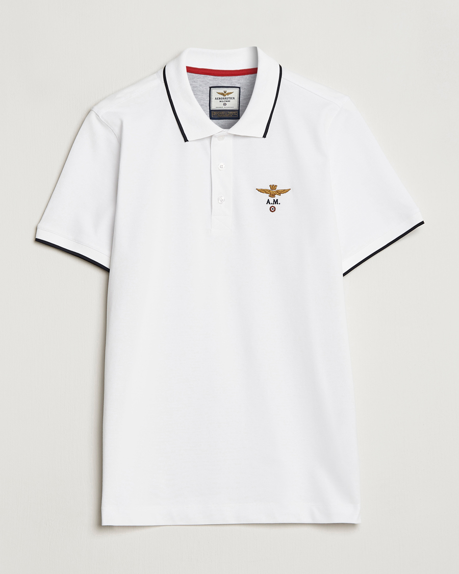 Homme | Polos | Aeronautica Militare | Garment Dyed Cotton Polo Off White