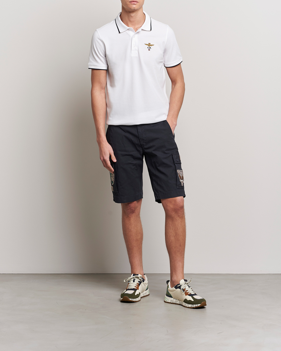 Homme | Polos | Aeronautica Militare | Garment Dyed Cotton Polo Off White