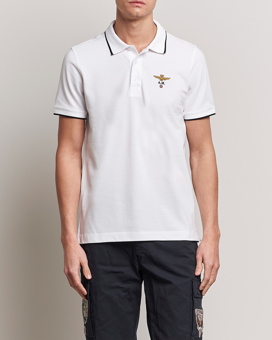 Homme | Polos | Aeronautica Militare | Garment Dyed Cotton Polo Off White